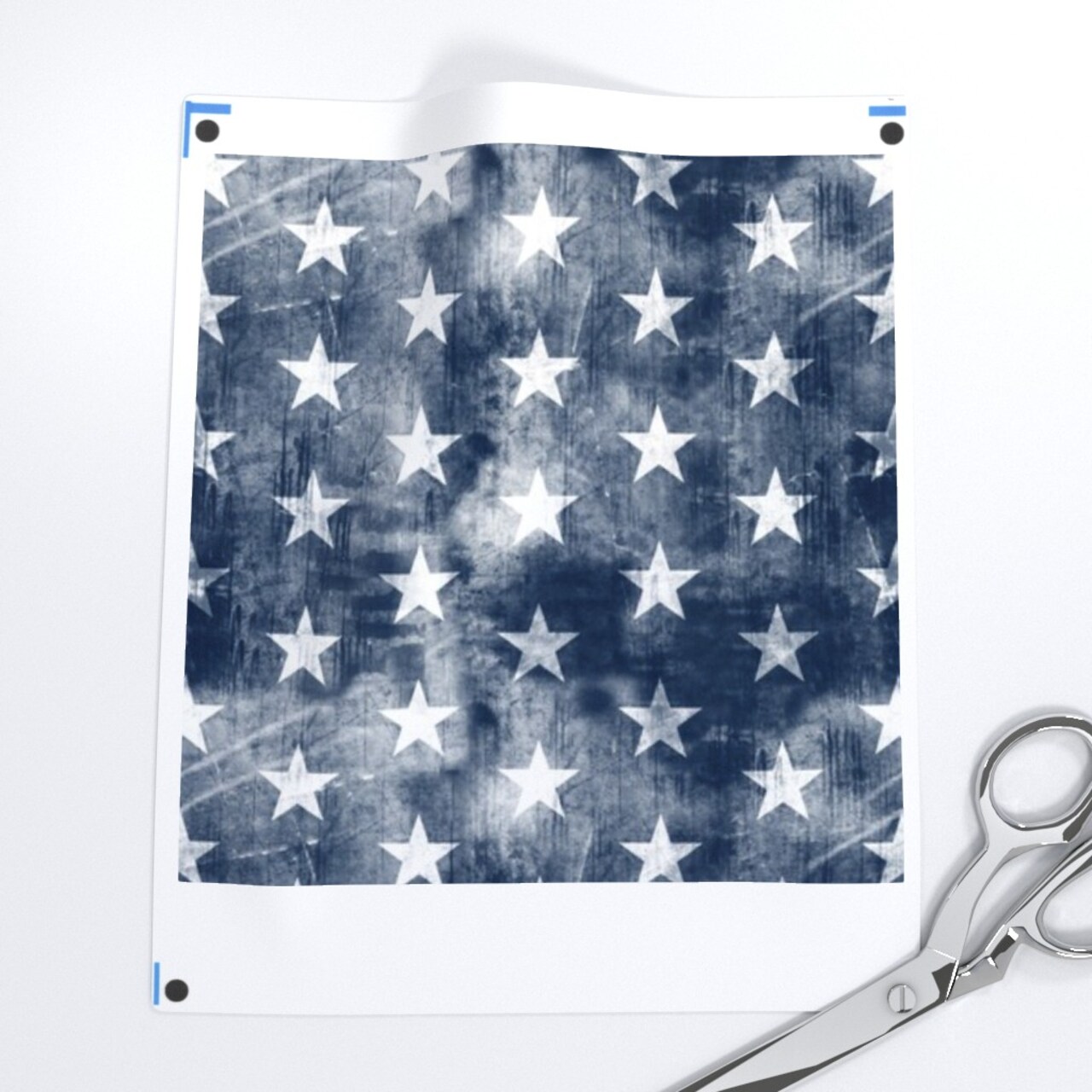 Distressed Stars Navy Faded Grunge Stripes American Blue July 4Th Independence Day Flag Colors White Look Custom Printed Fabric by Spoonflower Various Fabrics by the Yard or Fat Quarter